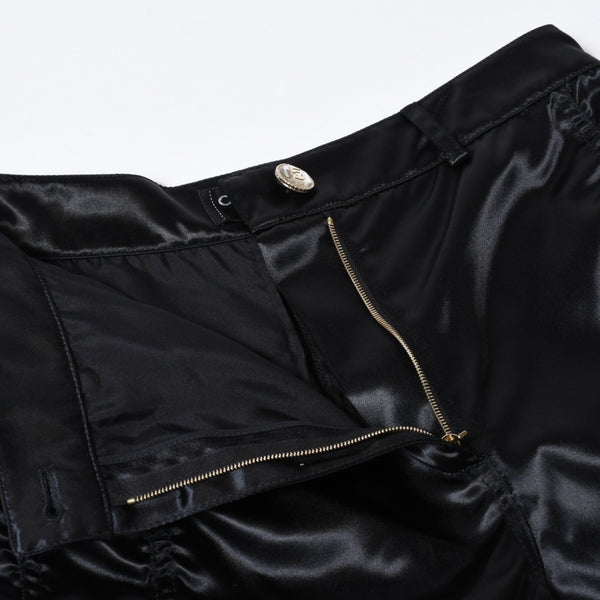 極美品 CHANEL シャネル 21SS ショーツ ショートパンツ P70669V62116 サイズ36 No.5ボタン ココマーク ブラック ギャザー 中古 4b013516