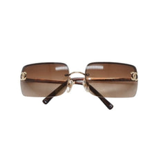 画像をギャラリービューアに読み込む, CHANEL シャネル ハーフリム サングラス アイウェア 4104-B c.125/13 サイズ62□15 120 ココマーク ラインストーン ブラウン 美品 中古 4b013197