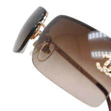 画像をギャラリービューアに読み込む, CHANEL シャネル ハーフリム サングラス アイウェア 4104-B c.125/13 サイズ62□15 120 ココマーク ラインストーン ブラウン 美品 中古 4b013197