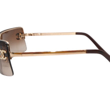 画像をギャラリービューアに読み込む, CHANEL シャネル ハーフリム サングラス アイウェア 4104-B c.125/13 サイズ62□15 120 ココマーク ラインストーン ブラウン 美品 中古 4b013197