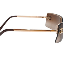 画像をギャラリービューアに読み込む, CHANEL シャネル ハーフリム サングラス アイウェア 4104-B c.125/13 サイズ62□15 120 ココマーク ラインストーン ブラウン 美品 中古 4b013197