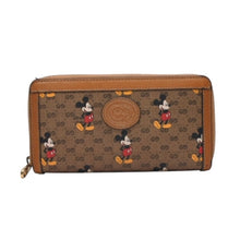 画像をギャラリービューアに読み込む, GUCCI×Disney グッチ×ディズニー ジップアラウンドウォレット 602532 ブラウン コーティングキャンバス レザー ゴールド金具 美品 中古 4b013234