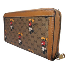 画像をギャラリービューアに読み込む, GUCCI×Disney グッチ×ディズニー ジップアラウンドウォレット 602532 ブラウン コーティングキャンバス レザー ゴールド金具 美品 中古 4b013234