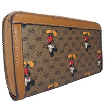画像をギャラリービューアに読み込む, GUCCI×Disney グッチ×ディズニー ジップアラウンドウォレット 602532 ブラウン コーティングキャンバス レザー ゴールド金具 美品 中古 4b013234