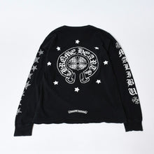 Load image into Gallery viewer, CHROME HEARTS クロムハーツ 長袖Tシャツ オールド サイズS フローラルクロス コットン ブラック 美品 中古 4b013528