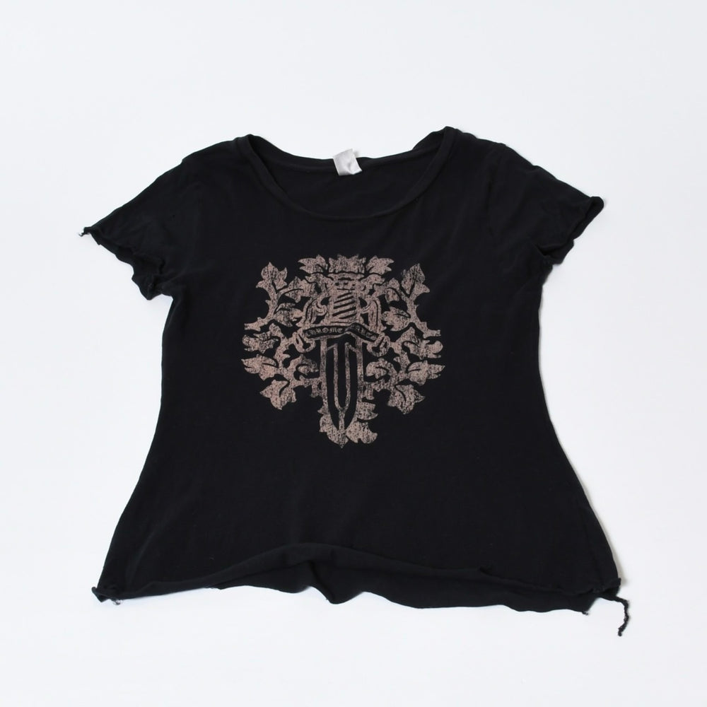 CHROME HEARTS VINE DAGGER Short sleeve T-shirt Size M Cutoff Black Good quality Used 4b013630