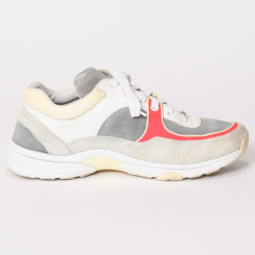 CHANEL Cocomark Suede Sneakers Size 40 White Gray Good Condition Used 4b013593
