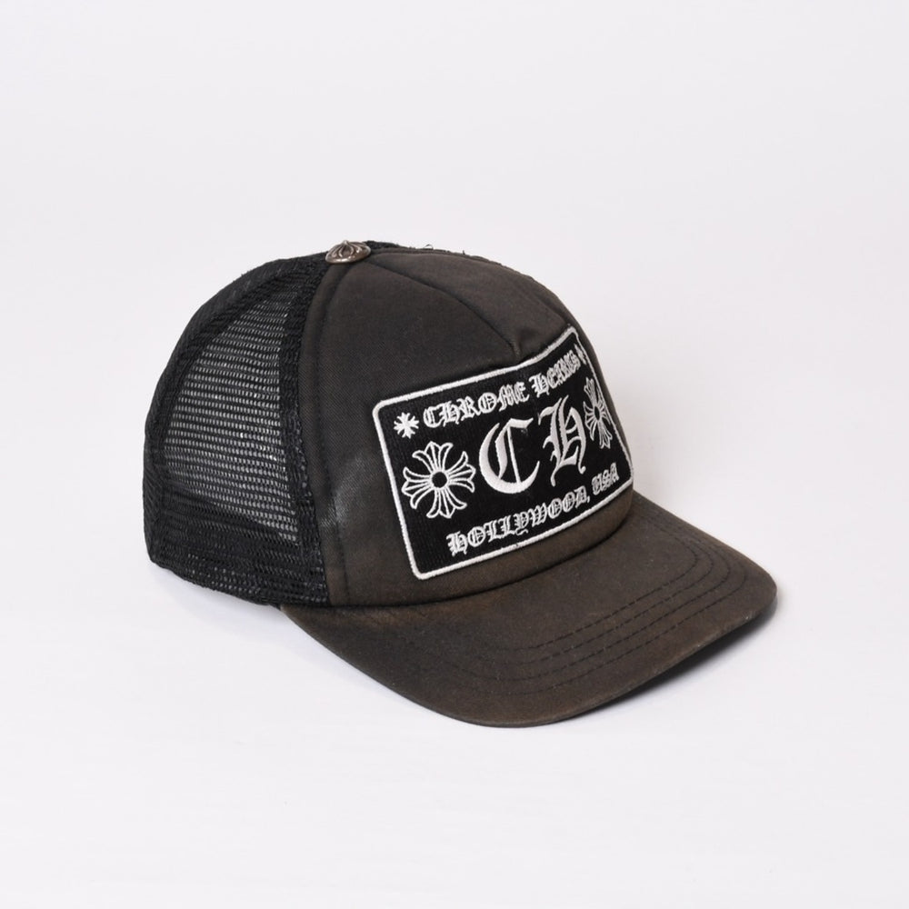 CHROME HEARTS クロムハーツ トラッカーキャップ CHロゴ刺繍 クロスボール シルバー 925 ブラック 良品 中古 4b013877