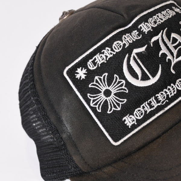 CHROME HEARTS クロムハーツ トラッカーキャップ CHロゴ刺繍 クロスボール シルバー 925 ブラック 良品 中古 4b013877