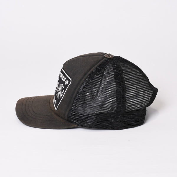 CHROME HEARTS クロムハーツ トラッカーキャップ CHロゴ刺繍 クロスボール シルバー 925 ブラック 良品 中古 4b013877