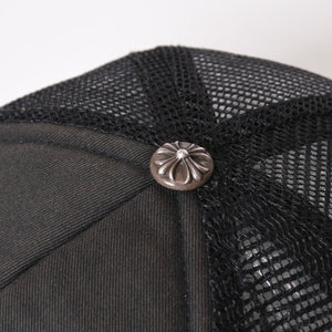 CHROME HEARTS クロムハーツ トラッカーキャップ CHロゴ刺繍 クロスボール シルバー 925 ブラック 良品 中古 4b013877