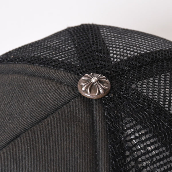 CHROME HEARTS クロムハーツ トラッカーキャップ CHロゴ刺繍 クロスボール シルバー 925 ブラック 良品 中古 4b013877