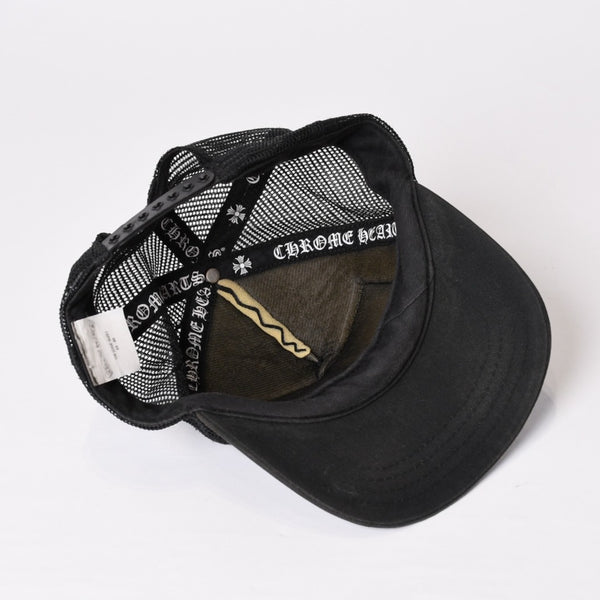 CHROME HEARTS クロムハーツ トラッカーキャップ CHロゴ刺繍 クロスボール シルバー 925 ブラック 良品 中古 4b013877