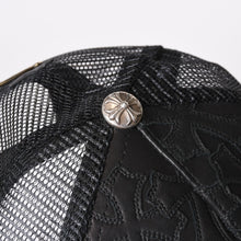 画像をギャラリービューアに読み込む, 新品未使用 CHROME HEARTS クロムハーツ セメタリークロスパッチ トラッカーキャップ ONE SIZE レザー シルバー925 ブラック 中古 4b013873