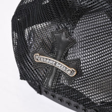 画像をギャラリービューアに読み込む, 新品未使用 CHROME HEARTS クロムハーツ セメタリークロスパッチ トラッカーキャップ ONE SIZE レザー シルバー925 ブラック 中古 4b013873