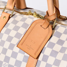 Load image into Gallery viewer, 極美品 LOUIS VUITTON ルイヴィトン ダミエ アズール キーポル55 ボストンバッグ N41429 PVC ヌメ革 ホワイト ブラウン 中古 4b013713