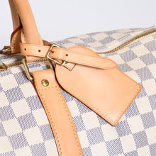 Load image into Gallery viewer, 極美品 LOUIS VUITTON ルイヴィトン ダミエ アズール キーポル55 ボストンバッグ N41429 PVC ヌメ革 ホワイト ブラウン 中古 4b013713