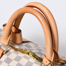 Load image into Gallery viewer, 極美品 LOUIS VUITTON ルイヴィトン ダミエ アズール キーポル55 ボストンバッグ N41429 PVC ヌメ革 ホワイト ブラウン 中古 4b013713