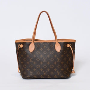 LOUIS VUITTON ルイヴィトン モノグラム ネヴァーフルPM ハンドバッグ M40155 ブラウン PVC ヌメ革 ゴールド金具 美品 中古 4b013696