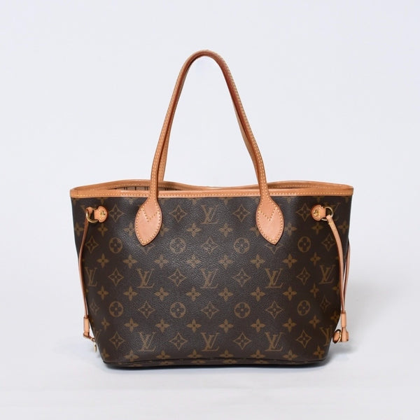 LOUIS VUITTON ルイヴィトン モノグラム ネヴァーフルPM ハンドバッグ M40155 ブラウン PVC ヌメ革 ゴールド金具 美品 中古 4b013696