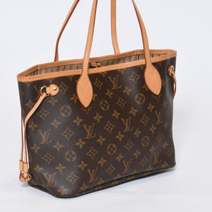 LOUIS VUITTON ルイヴィトン モノグラム ネヴァーフルPM ハンドバッグ M40155 ブラウン PVC ヌメ革 ゴールド金具 美品 中古 4b013696