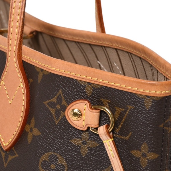 LOUIS VUITTON ルイヴィトン モノグラム ネヴァーフルPM ハンドバッグ M40155 ブラウン PVC ヌメ革 ゴールド金具 美品 中古 4b013696