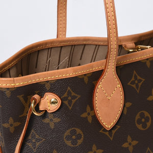 LOUIS VUITTON ルイヴィトン モノグラム ネヴァーフルPM ハンドバッグ M40155 ブラウン PVC ヌメ革 ゴールド金具 美品 中古 4b013696