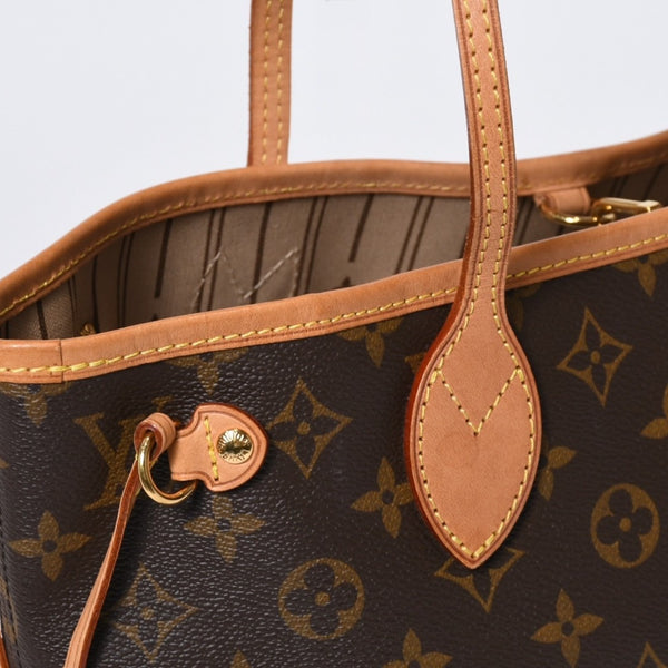 LOUIS VUITTON ルイヴィトン モノグラム ネヴァーフルPM ハンドバッグ M40155 ブラウン PVC ヌメ革 ゴールド金具 美品 中古 4b013696