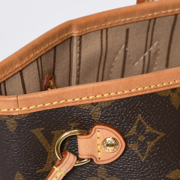 LOUIS VUITTON ルイヴィトン モノグラム ネヴァーフルPM ハンドバッグ M40155 ブラウン PVC ヌメ革 ゴールド金具 美品 中古 4b013696