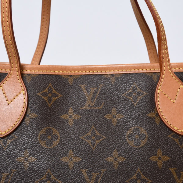 LOUIS VUITTON ルイヴィトン モノグラム ネヴァーフルPM ハンドバッグ M40155 ブラウン PVC ヌメ革 ゴールド金具 美品 中古 4b013696