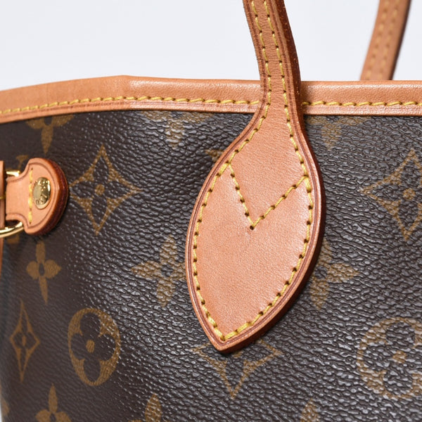 LOUIS VUITTON ルイヴィトン モノグラム ネヴァーフルPM ハンドバッグ M40155 ブラウン PVC ヌメ革 ゴールド金具 美品 中古 4b013696
