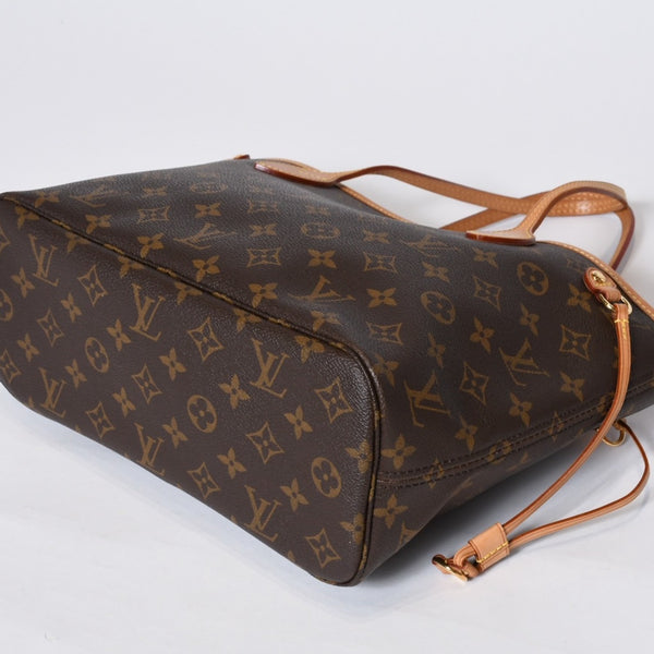 LOUIS VUITTON ルイヴィトン モノグラム ネヴァーフルPM ハンドバッグ M40155 ブラウン PVC ヌメ革 ゴールド金具 美品 中古 4b013696