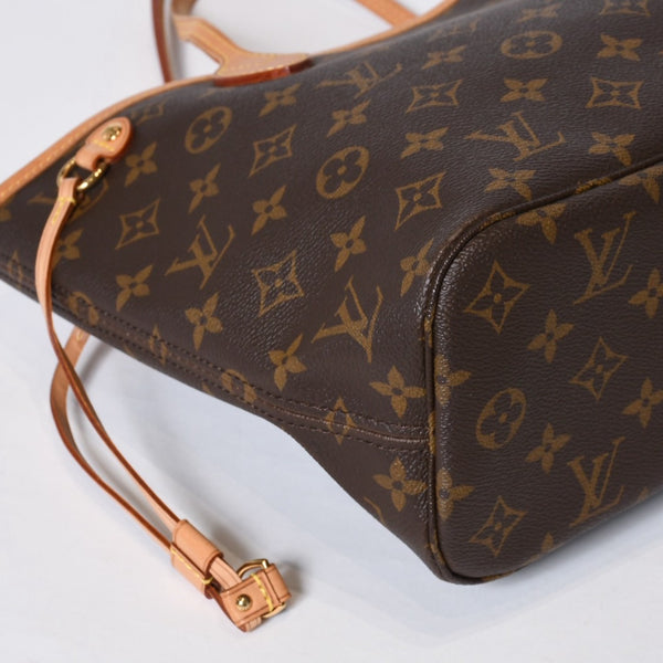 LOUIS VUITTON ルイヴィトン モノグラム ネヴァーフルPM ハンドバッグ M40155 ブラウン PVC ヌメ革 ゴールド金具 美品 中古 4b013696