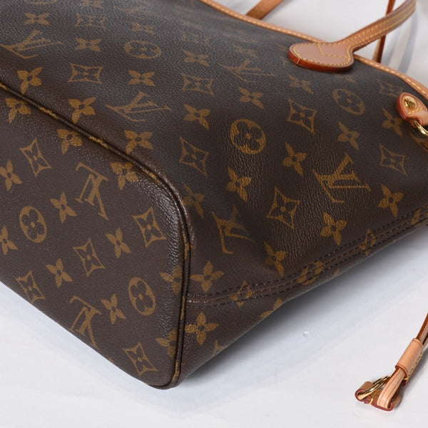 LOUIS VUITTON ルイヴィトン モノグラム ネヴァーフルPM ハンドバッグ M40155 ブラウン PVC ヌメ革 ゴールド金具 美品 中古 4b013696