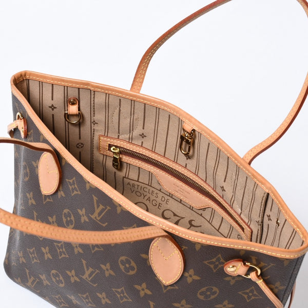 LOUIS VUITTON ルイヴィトン モノグラム ネヴァーフルPM ハンドバッグ M40155 ブラウン PVC ヌメ革 ゴールド金具 美品 中古 4b013696