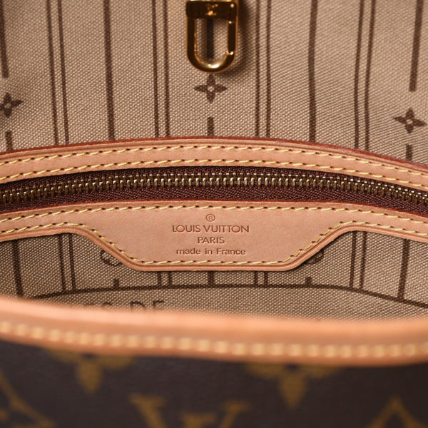 LOUIS VUITTON ルイヴィトン モノグラム ネヴァーフルPM ハンドバッグ M40155 ブラウン PVC ヌメ革 ゴールド金具 美品 中古 4b013696