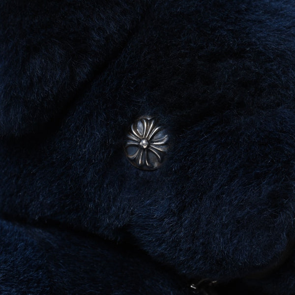 極美品 CHROME HEARTS クロムハーツ TEDDY BEAR テディベア ぬいぐるみ クロスボール ダガー シアリング ネイビー 中古 4b013103