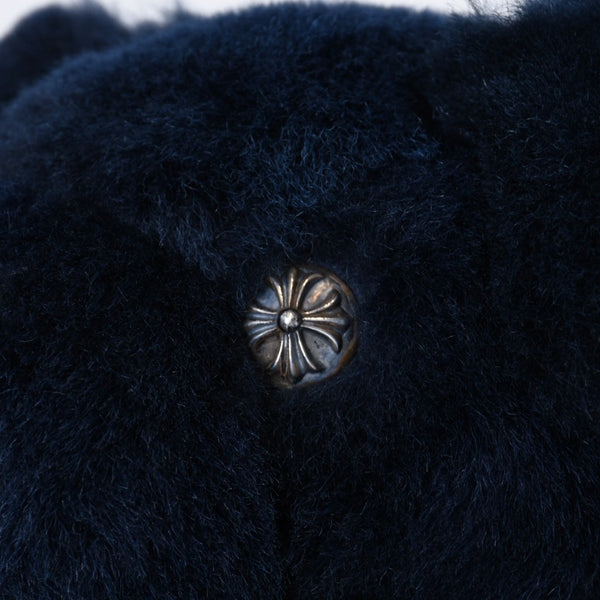 極美品 CHROME HEARTS クロムハーツ TEDDY BEAR テディベア ぬいぐるみ クロスボール ダガー シアリング ネイビー 中古 4b013103