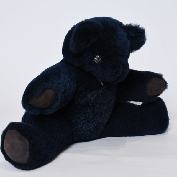 極美品 CHROME HEARTS クロムハーツ TEDDY BEAR テディベア ぬいぐるみ クロスボール ダガー シアリング ネイビー 中古 4b013103