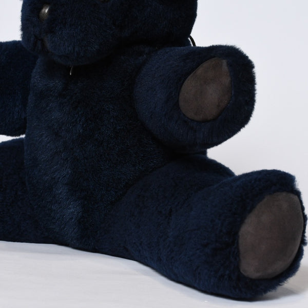 極美品 CHROME HEARTS クロムハーツ TEDDY BEAR テディベア ぬいぐるみ クロスボール ダガー シアリング ネイビー 中古 4b013103