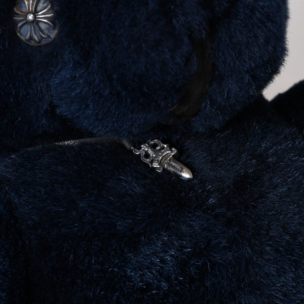 極美品 CHROME HEARTS クロムハーツ TEDDY BEAR テディベア ぬいぐるみ クロスボール ダガー シアリング ネイビー 中古 4b013103