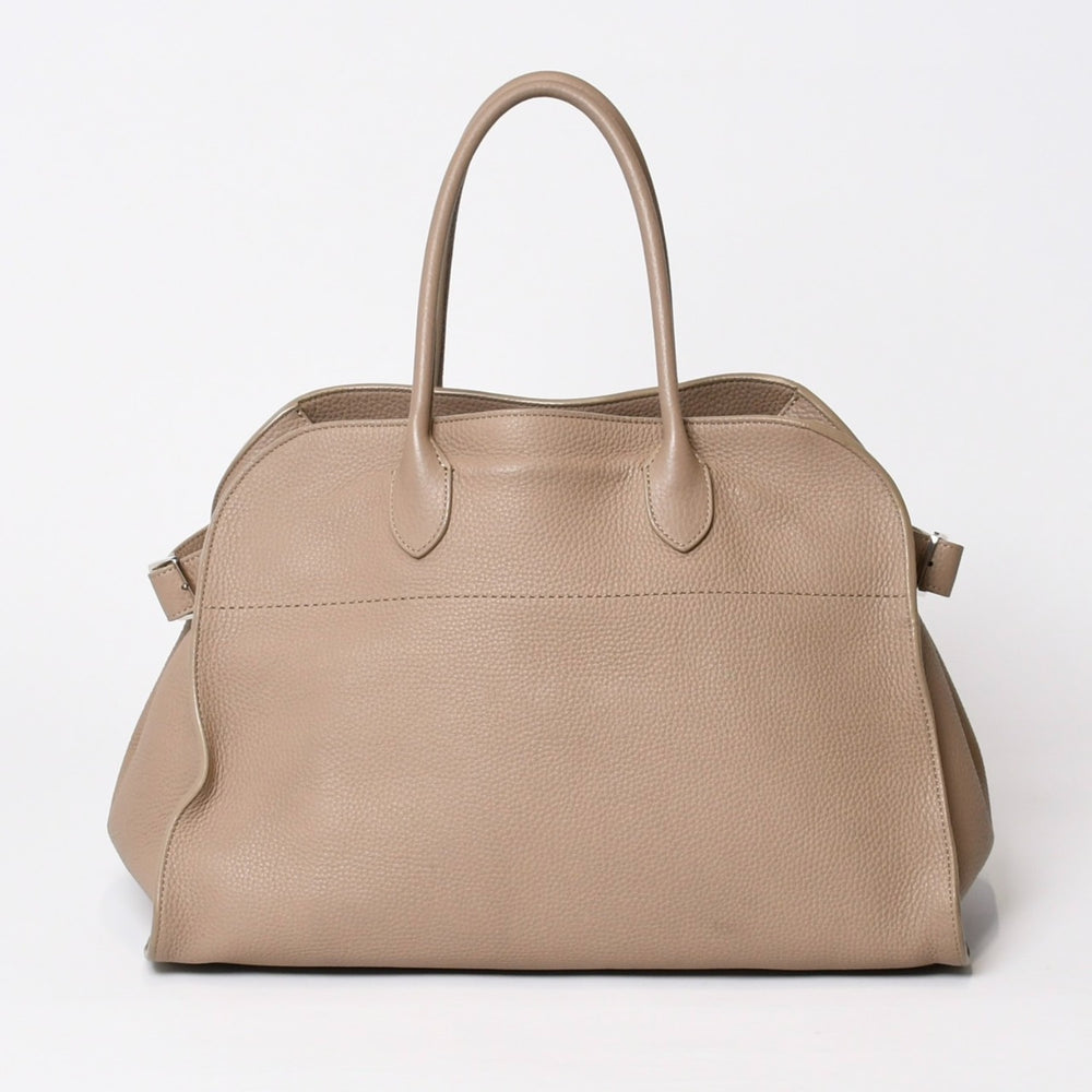 極美品 THE ROW ザロウ W1255L133DTPL マルゴー Soft Margaux 15 ハンドバッグ ベージュ レザー シルバー金具 中古 4b013866