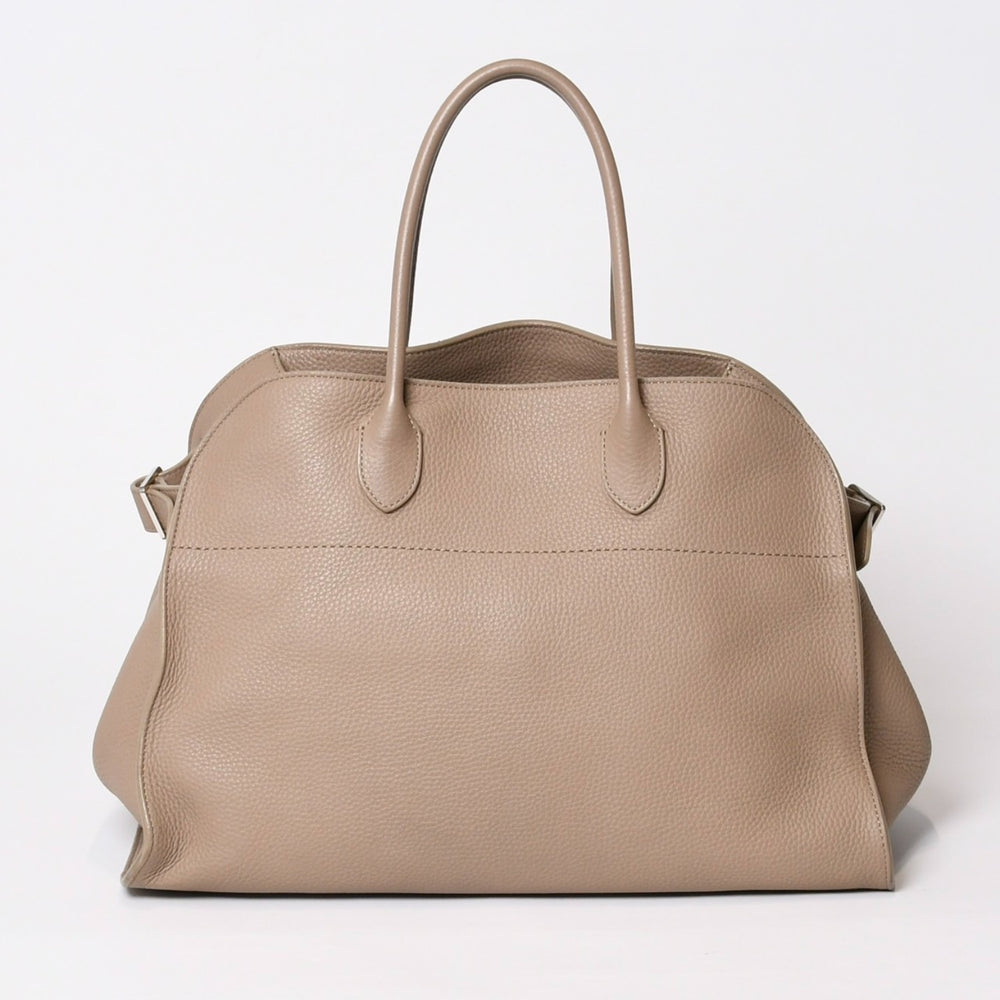 極美品 THE ROW ザロウ W1255L133DTPL マルゴー Soft Margaux 15 ハンドバッグ ベージュ レザー シルバー金具 中古 4b013866