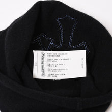 Load image into Gallery viewer, CHROME HEARTS クロムハーツ クロスパッチ フェイスマスク ニットキャップ ビーニー カシミヤ レザー ブルー ブラック 美品 中古 4b013897