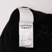 Load image into Gallery viewer, CHROME HEARTS クロムハーツ クロスパッチ フェイスマスク ニットキャップ ビーニー カシミヤ レザー ブルー ブラック 美品 中古 4b013897