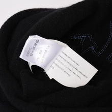 Load image into Gallery viewer, CHROME HEARTS クロムハーツ クロスパッチ フェイスマスク ニットキャップ ビーニー カシミヤ レザー ブルー ブラック 美品 中古 4b013897