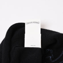 Load image into Gallery viewer, CHROME HEARTS クロムハーツ クロスパッチ フェイスマスク ニットキャップ ビーニー カシミヤ レザー ブルー ブラック 美品 中古 4b013897