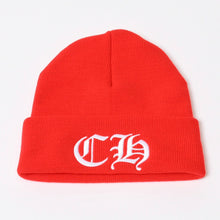Load image into Gallery viewer, 新品未使用 CHROME HEARTS クロムハーツ ニットキャップ ビーニー CHロゴ 刺繍 レッド アクリル ONE SIZE 中古 4b013895