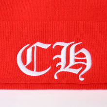 Load image into Gallery viewer, 新品未使用 CHROME HEARTS クロムハーツ ニットキャップ ビーニー CHロゴ 刺繍 レッド アクリル ONE SIZE 中古 4b013895