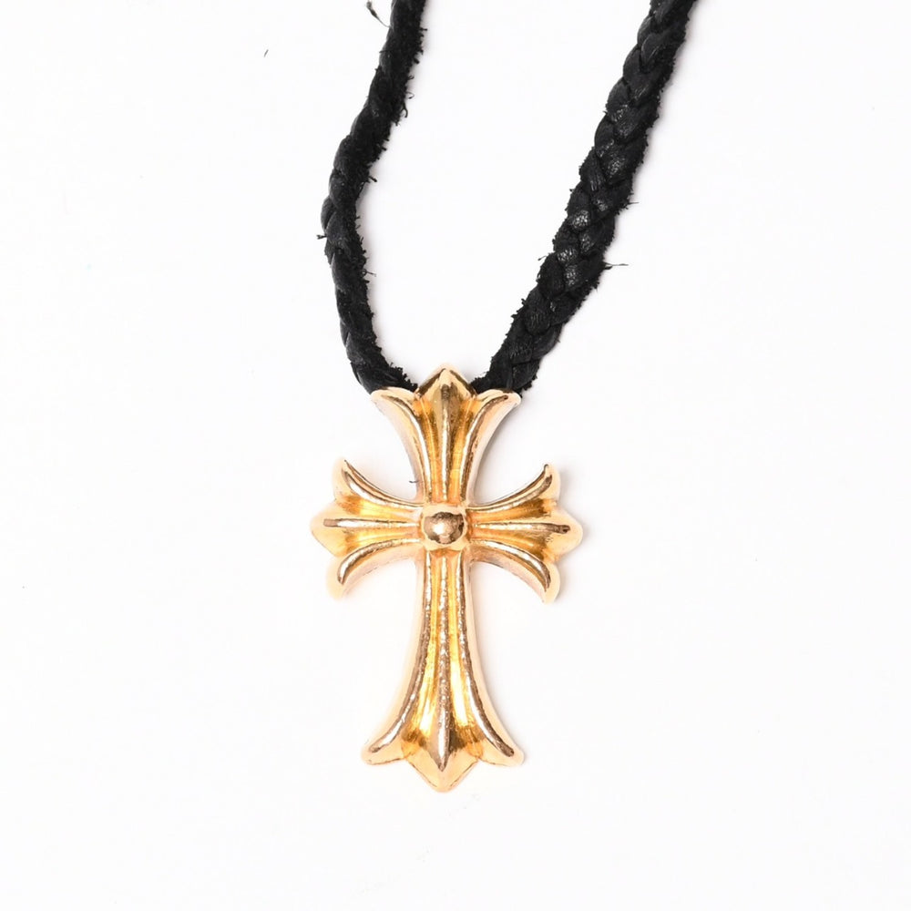CHROME HEARTS SML CH CROSS 22K Small CH Cross Pendant Charm Weight approx. 41.7g Boro Chip Leather Blade Good Condition Used 4b014001